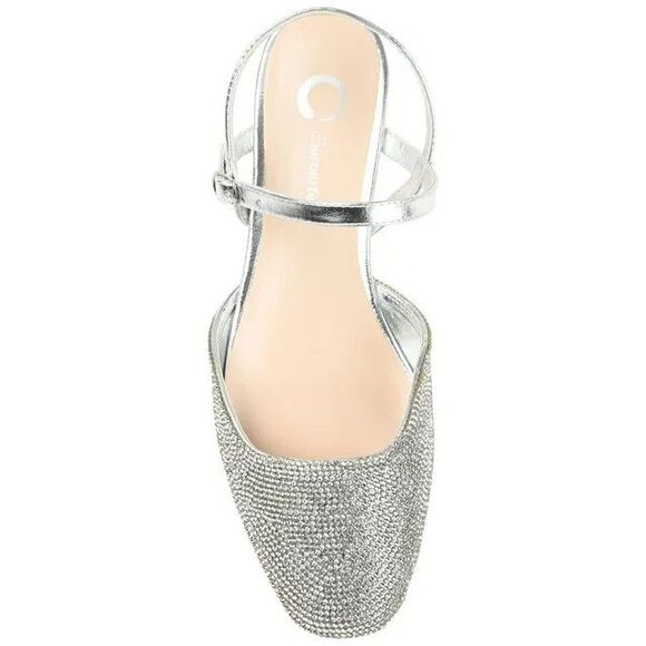 Journee Collection Women's Nysha Buckle Square Toe Ballet Flats, Silver 10M - Picture 7 of 8